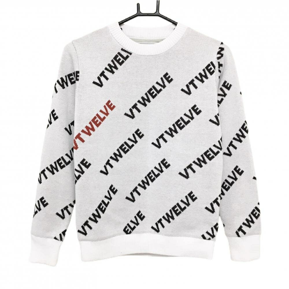 V12 セーター 白×黒 ロゴ総柄 裏地付き レディース 1(M) ゴルフウェア V12