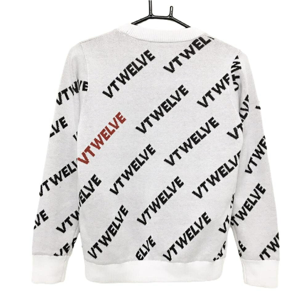 V12 セーター 白×黒 ロゴ総柄 裏地付き レディース 1(M) ゴルフウェア V12