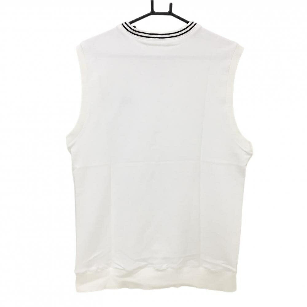 【美品】フィラ ベスト 白×ネイビー Vネック 胸ロゴ メンズ ゴルフウェア FILA GOLF