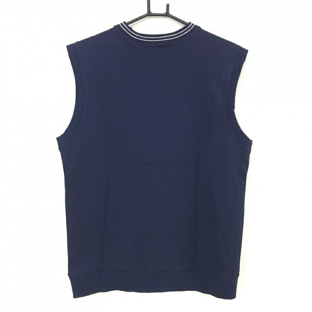 【美品】フィラ ベスト ネイビー×白 Vネック 胸ロゴ メンズ ゴルフウェア FILA GOLF