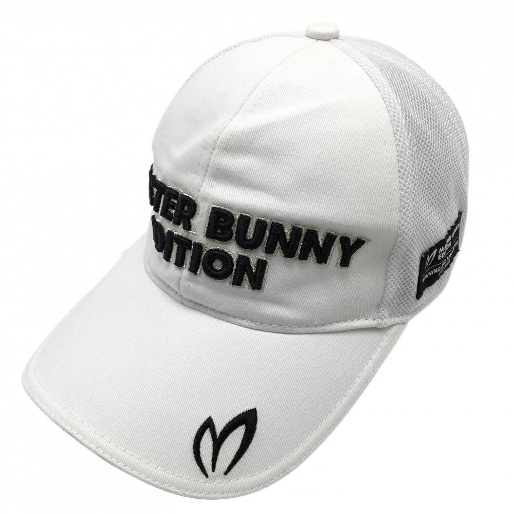 【美品】マスターバニー メッシュキャップ 白×黒 立体ロゴ刺しゅう FR ゴルフウェア MASTER BUNNY EDITION