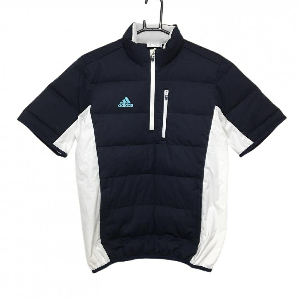 アディダスダウン半袖ブルゾンネイビ...