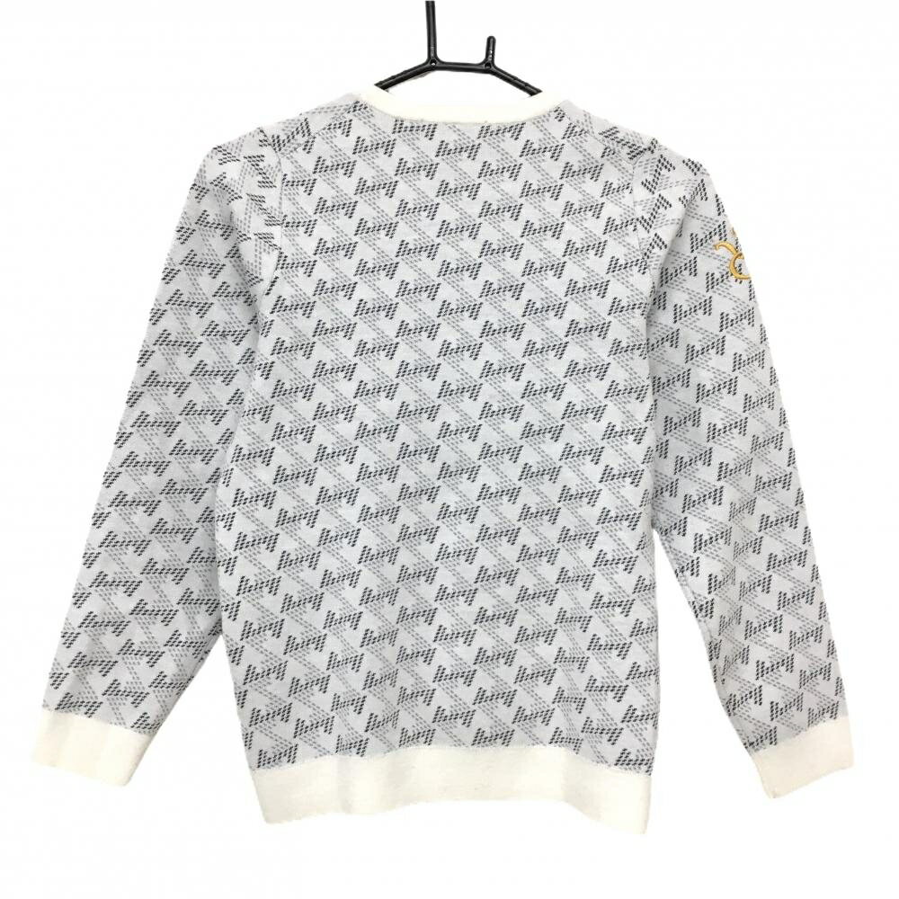 【美品】レザレクション セーター 白×グレー×ダークグレー 総柄 フロントロゴ レディース S ゴルフウェア 2023年モデル Resurrection