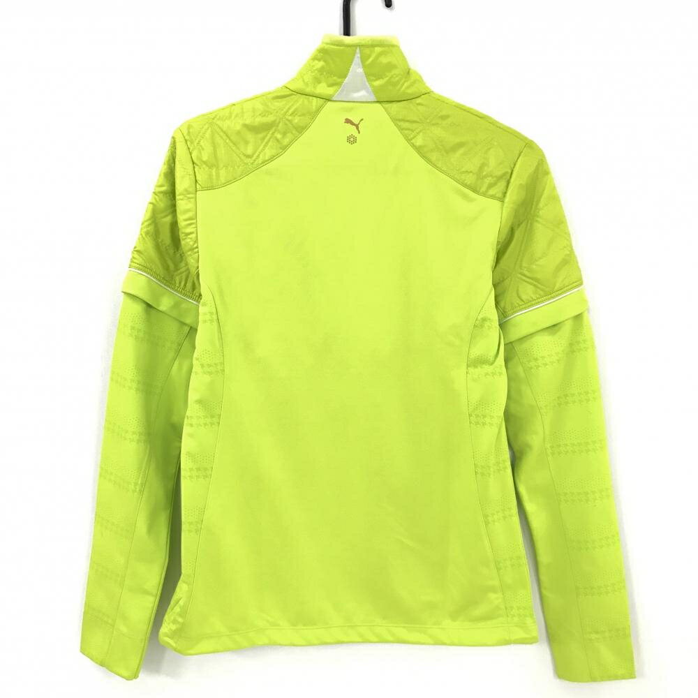 プーマ 2WAY切替中綿ブルゾン ライムグリーン 千鳥格子 前身頃薄中綿 袖着脱可 レディース O(XL) ゴルフウェア PUMA
