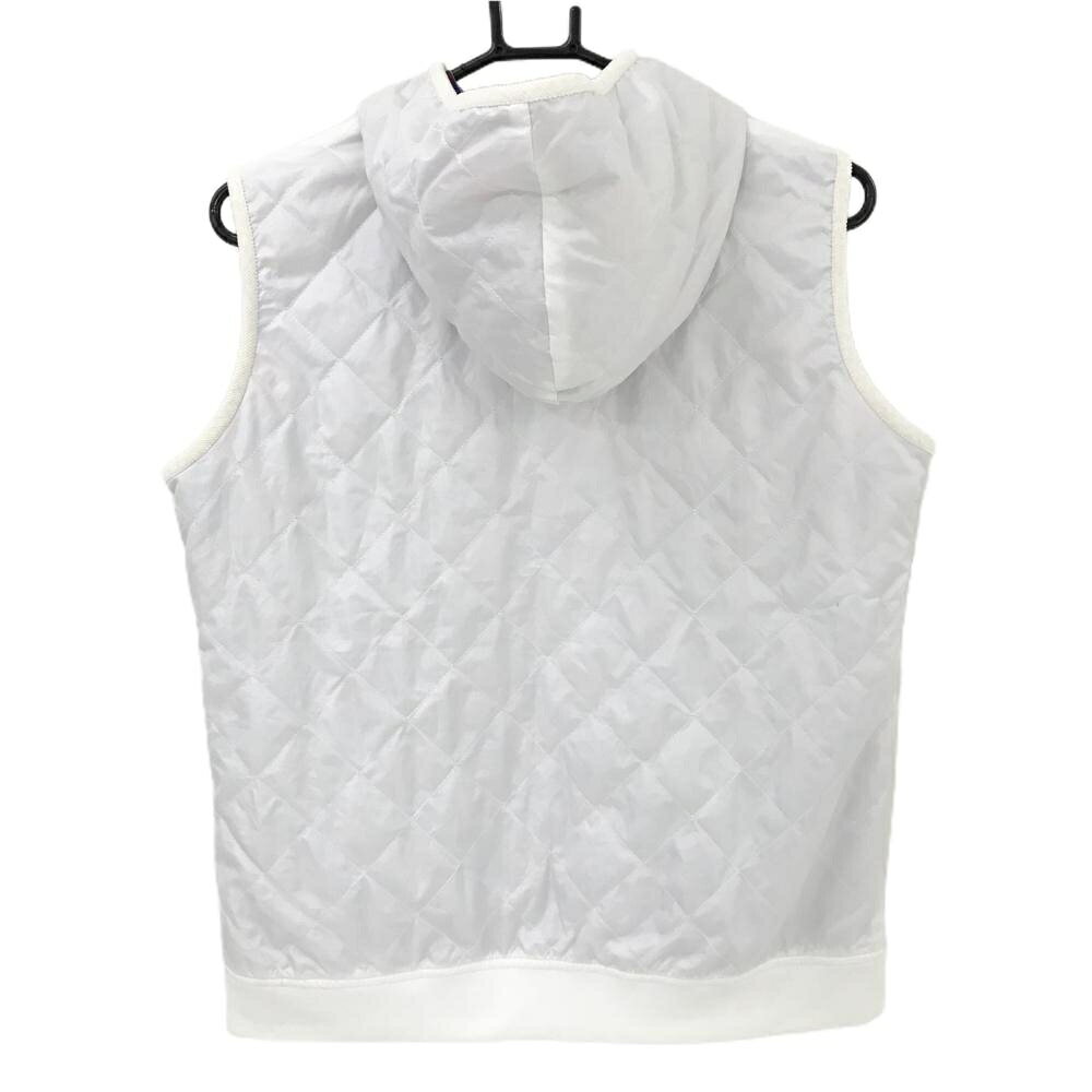プーマ フード付き中綿ベスト 白 薄手 キルティング 裏地チェック レディース O ゴルフウェア PUMA