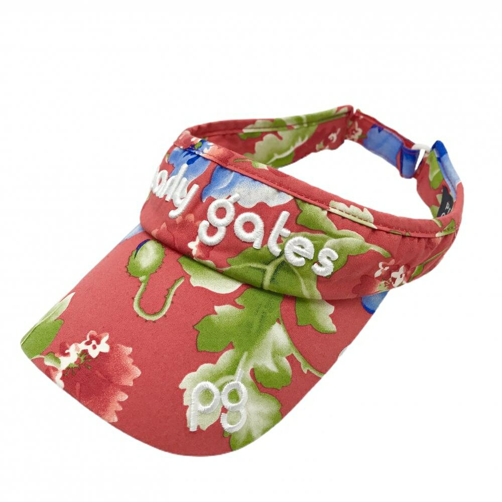 パーリーゲイツ サンバイザー レッド×グリーン 花柄 レディース S ゴルフウェア PEARLY GATES
