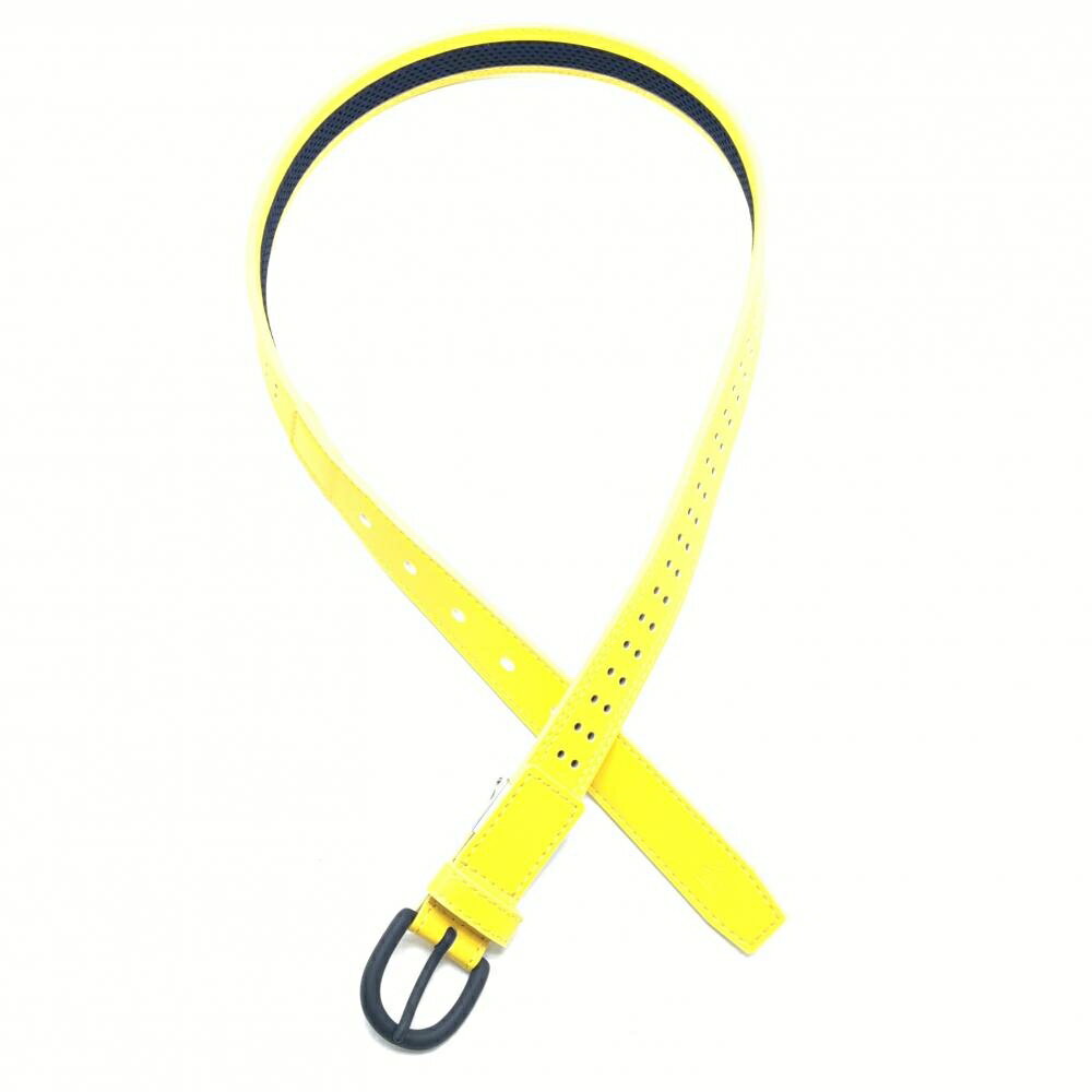 【超美品】マンシングウェア ベルト イエロー×ネイビー パンチング穴 レディース ゴルフウェア Munsingwear