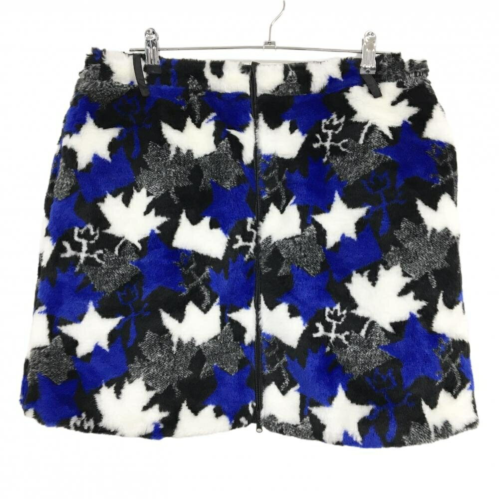 【新品】カステルバジャック リバーシブルスカート 黒×ブルー ボア 総柄 裏無地 レディース 44(XL) ゴ..