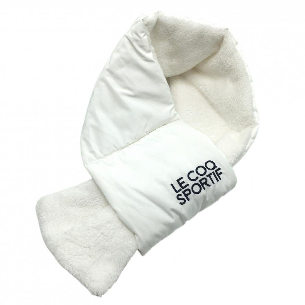 【新品】ルコック 中綿マフラー 白 裏起毛 ネックウォーマー ロゴ刺しゅう F ゴルフウェア 2023年モデ..