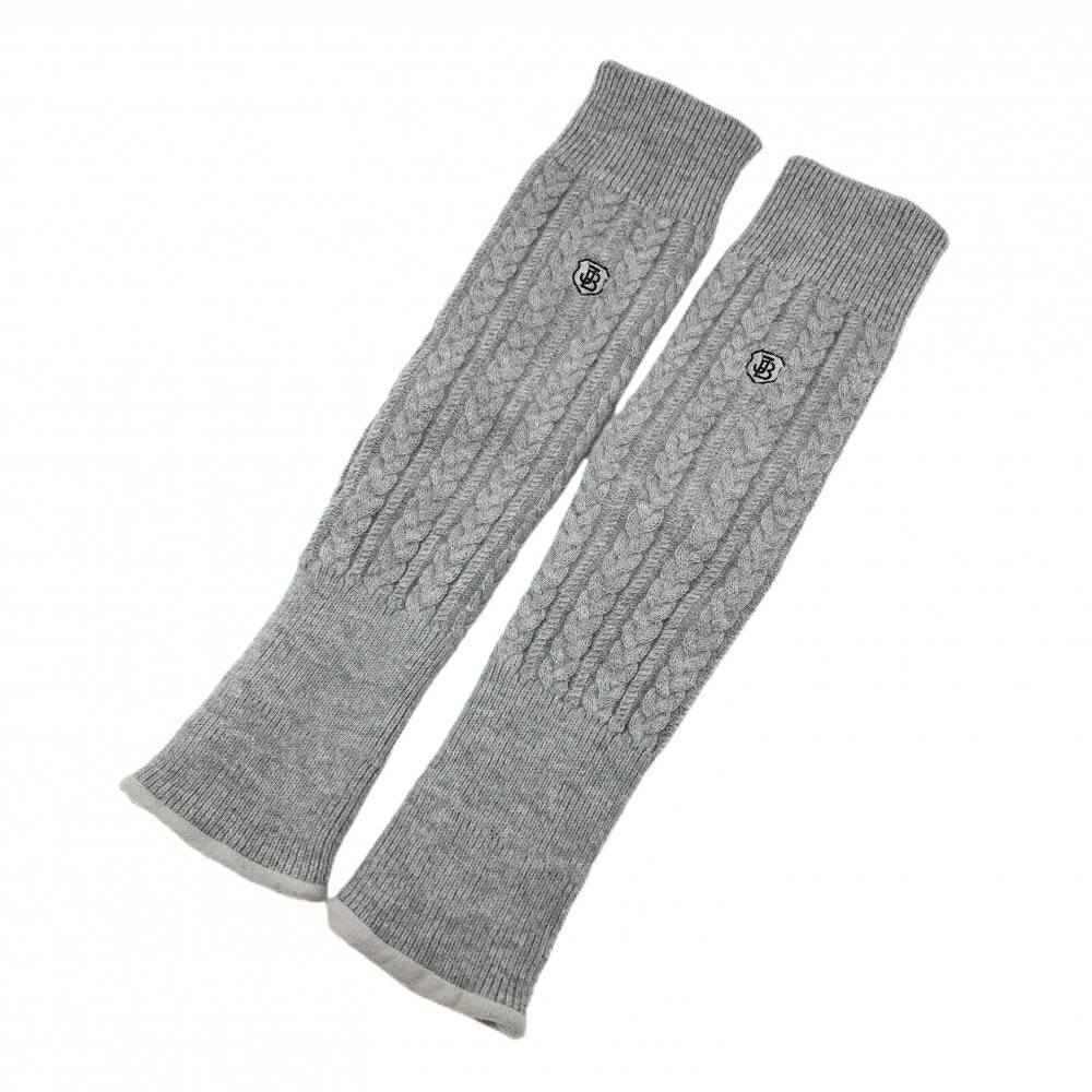 【美品】ジャックバニー ニットレッグウォーマー グレー ケーブル編み 裏起毛 レディース ゴルフウェア..