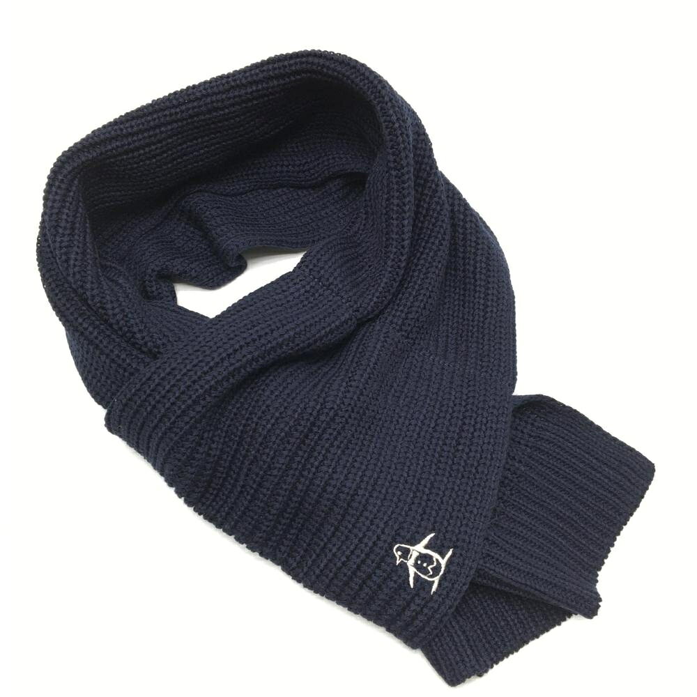 【美品】マンシングウェア ニットネックウォーマー ネイビー ウール混 ペンギン刺しゅう ゴルフウェア ..