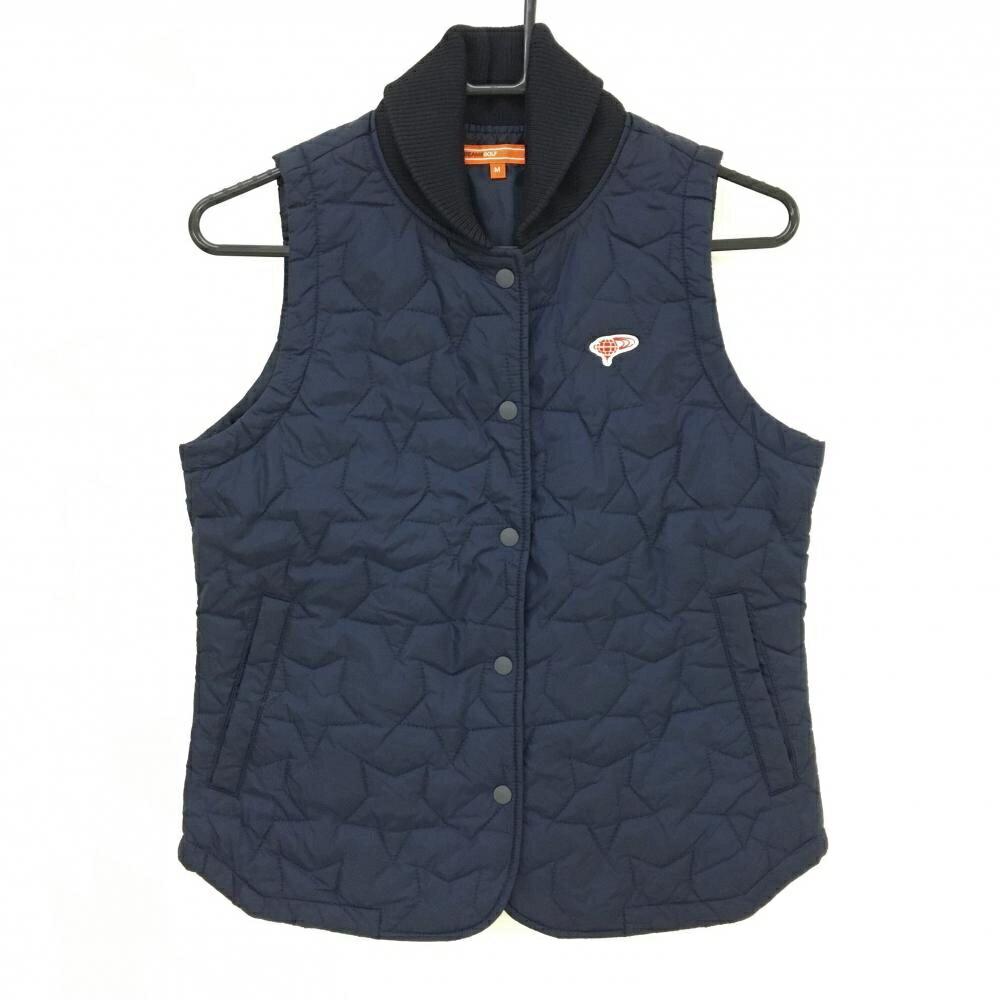 【超美品】ビームスゴルフ 中綿ベスト ネイビー 星柄キルティング レディース M ゴルフウェア BEAMS GOLF