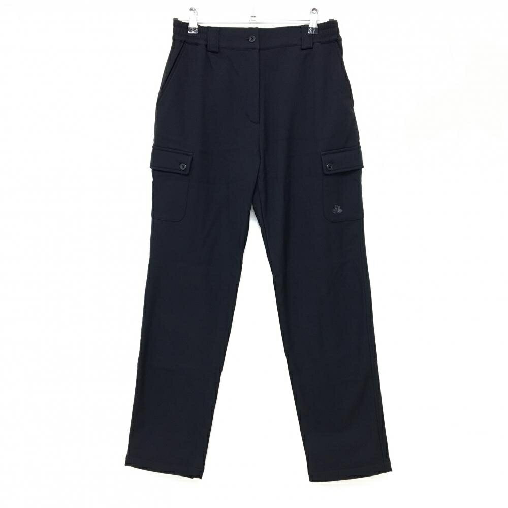 【超美品】ブラックアンドホワイト カーゴパンツ 黒 裏起毛 ウエスト一部ゴム レディース 2(M) ゴルフ...