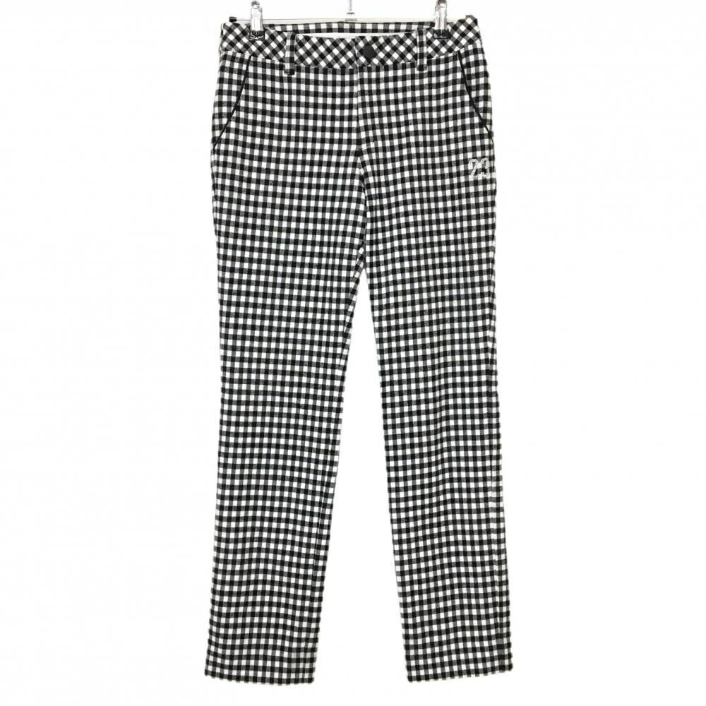 【美品】23区ゴルフ パンツ 白×黒 ギンガムチェック 起毛 裏地付き レディース 64(M) ゴルフウェア 23区