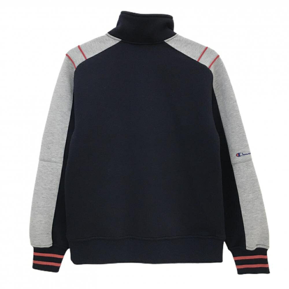 【美品】チャンピオン ジップブルゾン ネイビー×グレー ダンボールニット レディース LARGE ゴルフウェア Champion