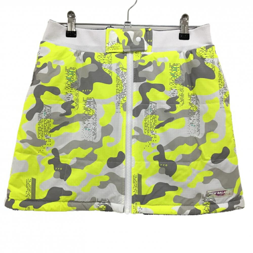 【美品】ニューバランスゴルフ 中綿リバーシブルスカート ライトグレー×蛍光イエロ...