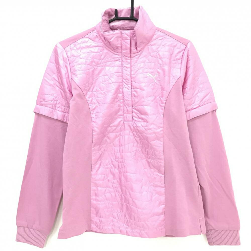 プーマ 2WAY切替中綿ブルゾン ピンク ネック内側ファー 袖着脱可 レディース O(XL) ゴルフウェア PUMA