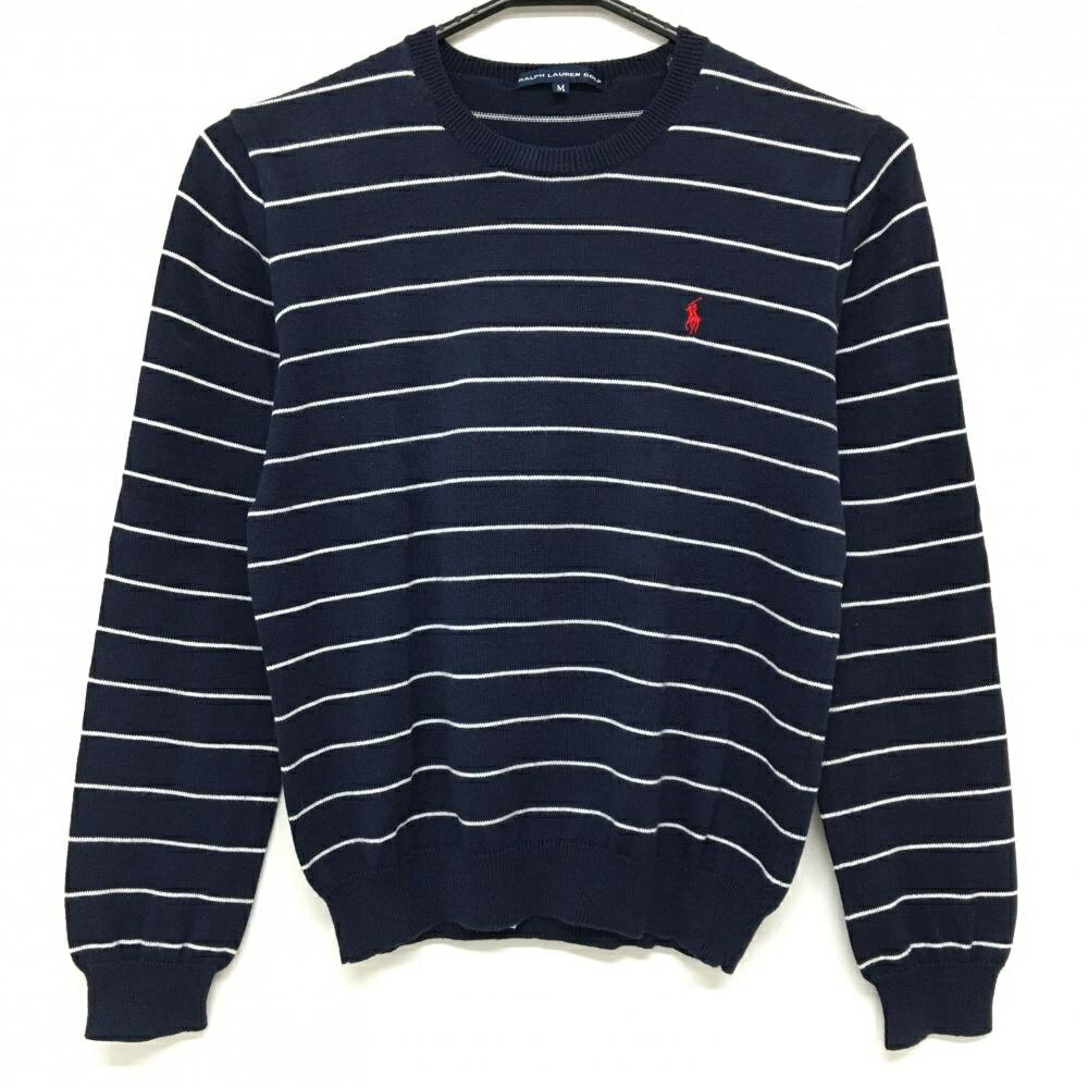 ラルフローレンゴルフ セーター ネイビー×白 ボーダー ニット 肩色褪せ レディース M ゴルフウェア Ra...