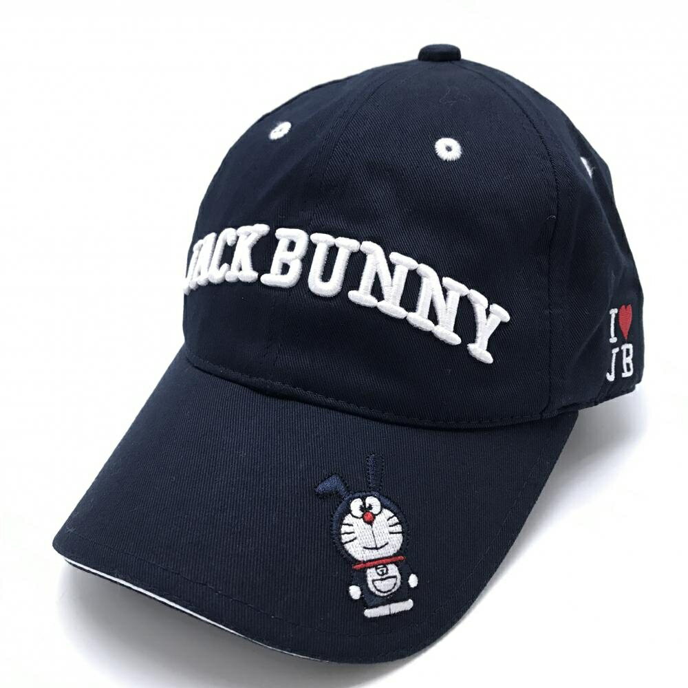 【超美品】ジャックバニー×ドラえもん キャップ ネイビー×白 ドラえもん 立体ロゴ FR ゴルフウェア Jack Bunny