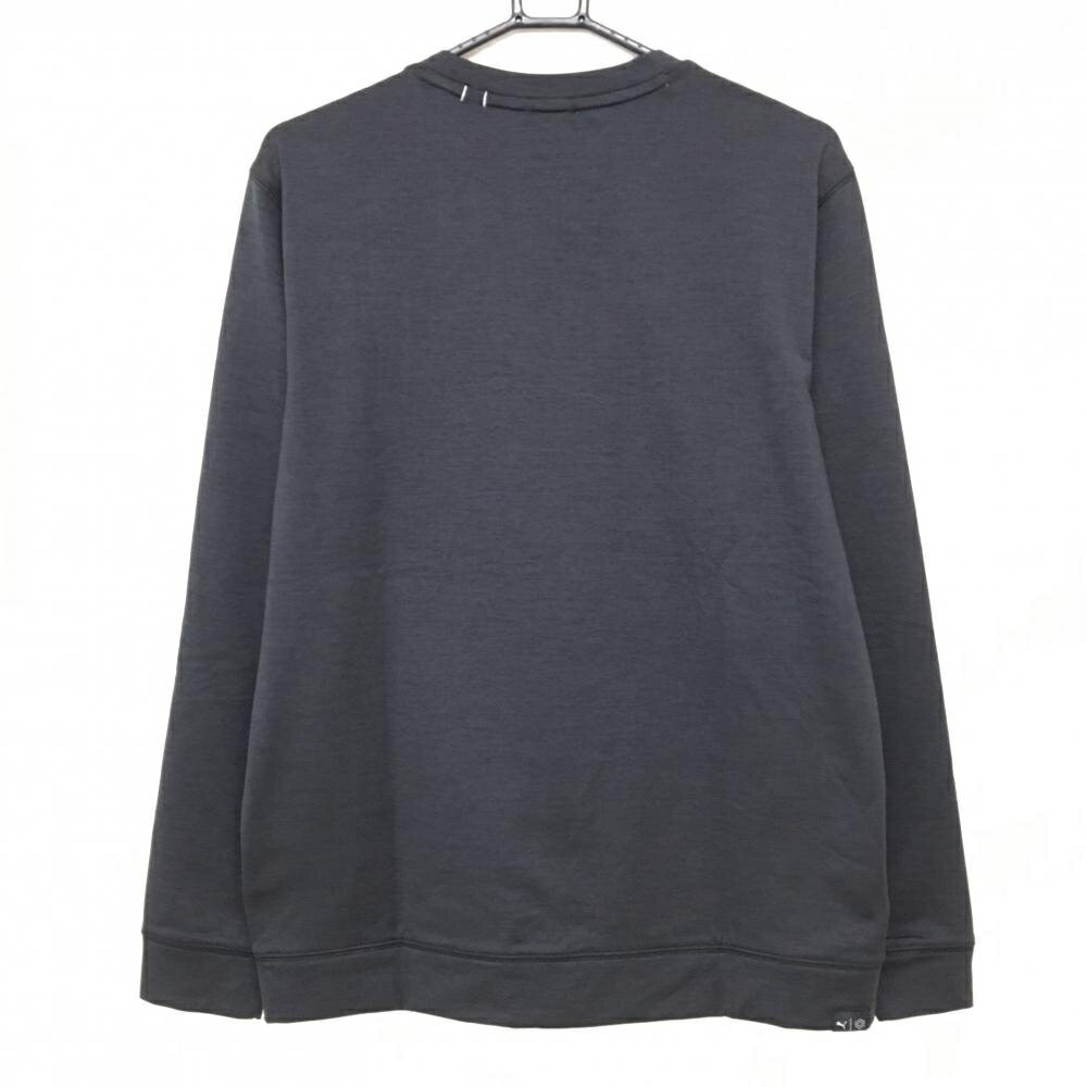 【超美品】プーマ トレーナー 杢黒 裏起毛 ロゴ刺しゅう メンズ M ゴルフウェア 2023年モデル PUMA