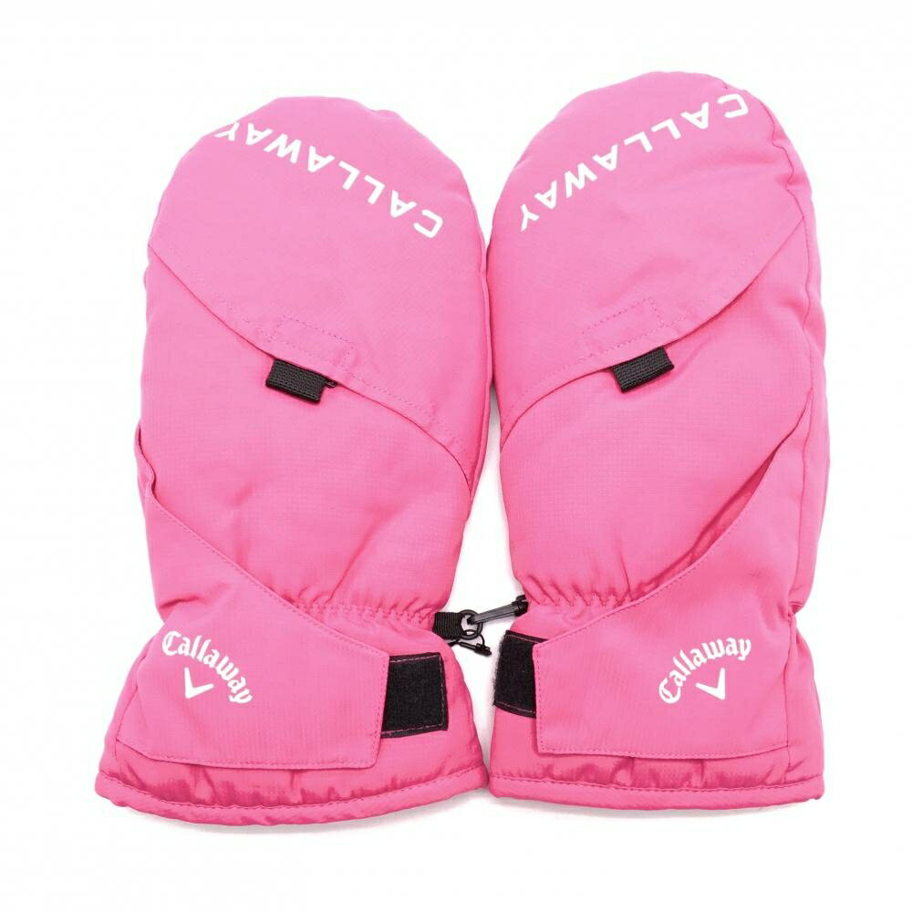 【新品】キャロウェイ 手袋 ピンク×白 ミトングローブ 裏起毛 滑り止め付 メンズ FR ゴルフウェア Call..