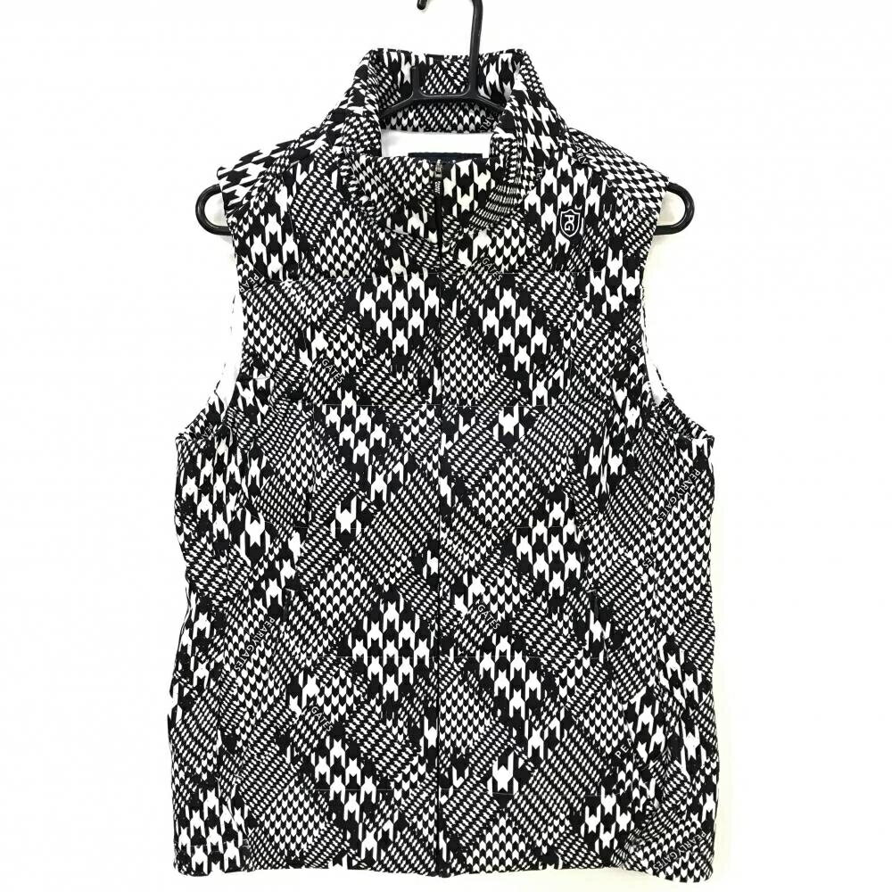 【美品】パーリーゲイツ 中綿ベスト 黒×白 千鳥格子 サイドパンチング メンズ 4(M) ゴルフウェア 2023..