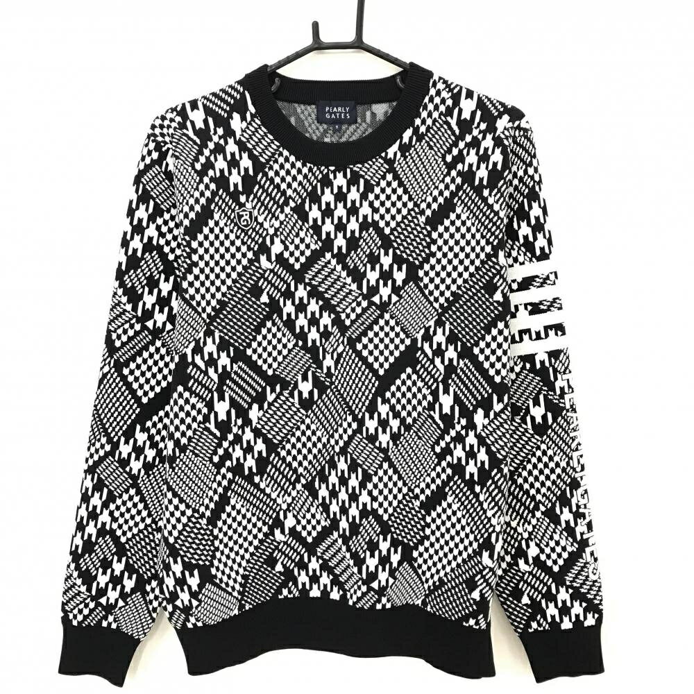 【超美品】パーリーゲイツ セーター 黒×白 千鳥格子 ニット メンズ 5(L) ゴルフウェア 2023年モデル PE..