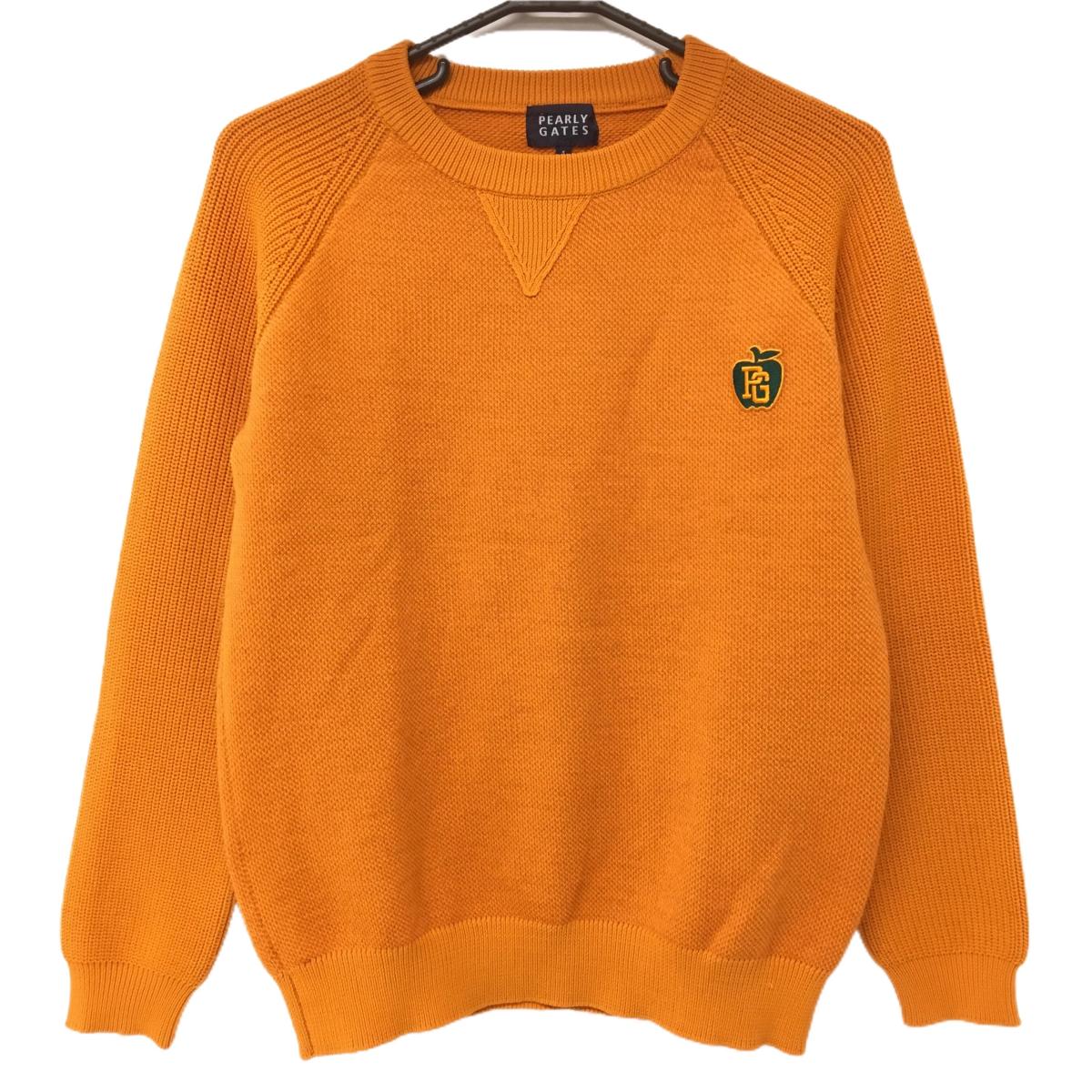 【超美品】パーリーゲイツ セーター オレンジ 身頃モヘヤ混 ニット レディース 1(M) ゴルフウェア PEAR..