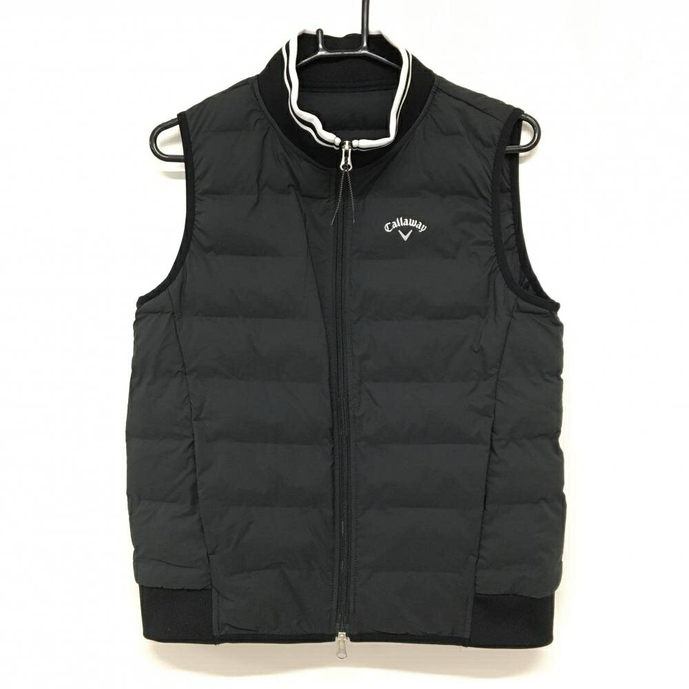 キャロウェイ 中綿ベスト ダークグレー×黒 ロゴプリント レディース L ゴルフウェア Callaway