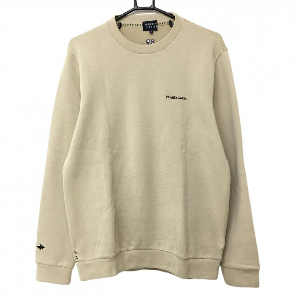 【美品】パーリーゲイツ トレーナー ベージュ×ネイビー ロゴ刺しゅう メンズ 5(L) ゴルフウェア PEARL...