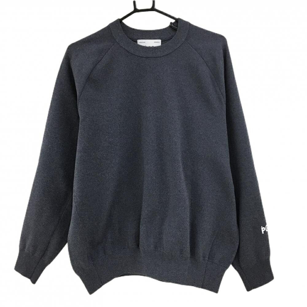 【超美品】PGGパーリーゲイツ セーター グレー 袖ロゴプリント ニット メンズ 4(M) ゴルフウェア PEARL..