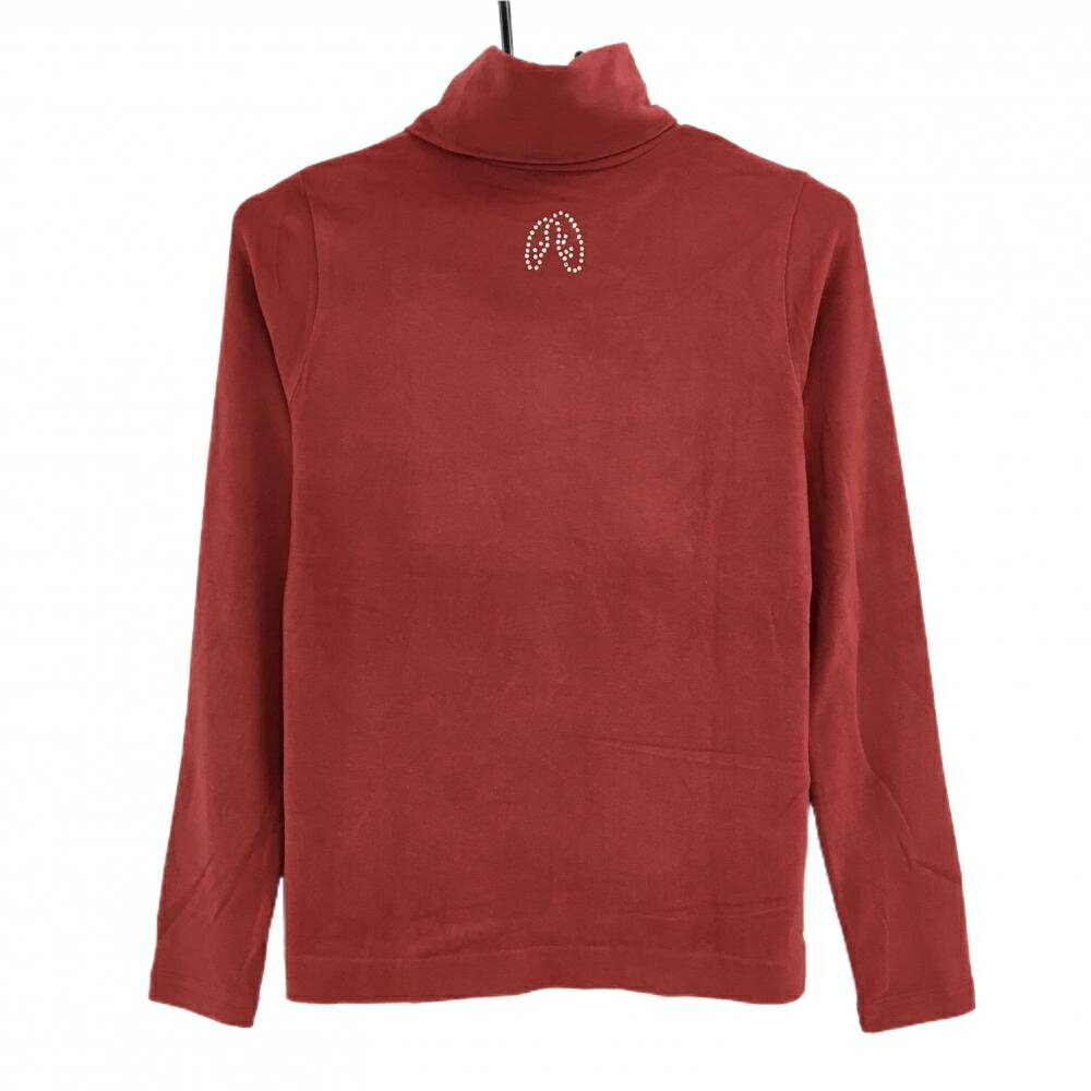 【超美品】ノイジーノイジー 長袖ハイネックシャツ レッド 微起毛 スパンコール 刺しゅう レディース 40(M) ゴルフウェア M・U SPORTS