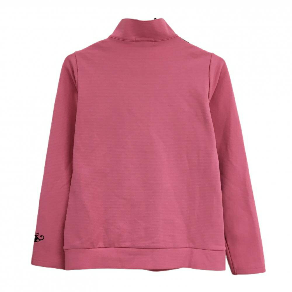 【美品】ダンスウィズドラゴン 切替中綿ブルゾン 黒×ピンク 前身頃中綿 裏微起毛 レディース 2(M) ゴルフウェア Dance With Dragon