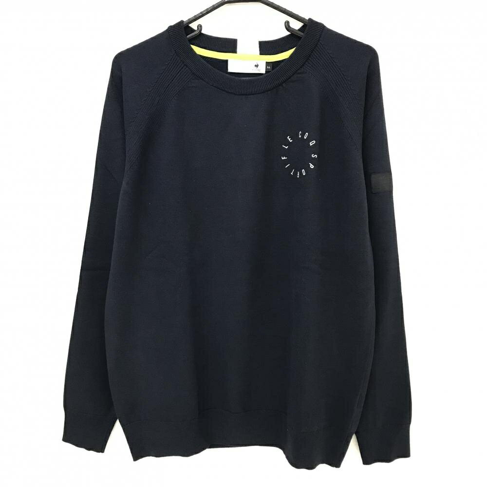ルコックゴルフ セーター ネイビー ロゴ刺しゅう ニット メンズ LL ゴルフウェア le coq sportif