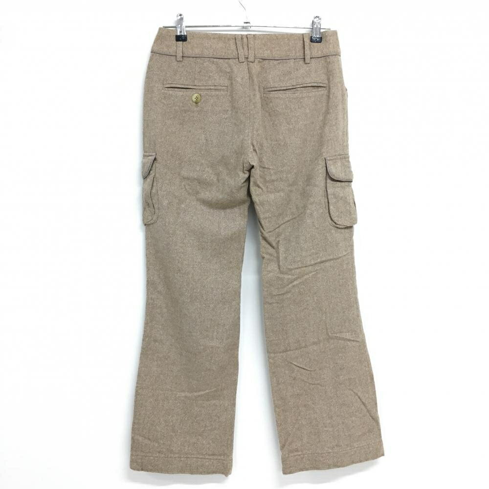 【美品】ミズノ ウールカーゴパンツ ライトブラウン 地模様 レディース 68 ゴルフウェア MIZUNO