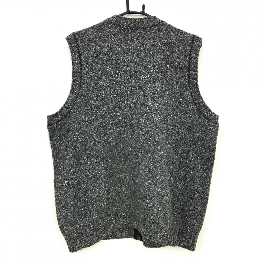【美品】カステルバジャック アウターベスト 黒×グレー 切替 ウール アンゴラ混 メンズ 4(XL) ゴルフウェア CASTELBAJAC