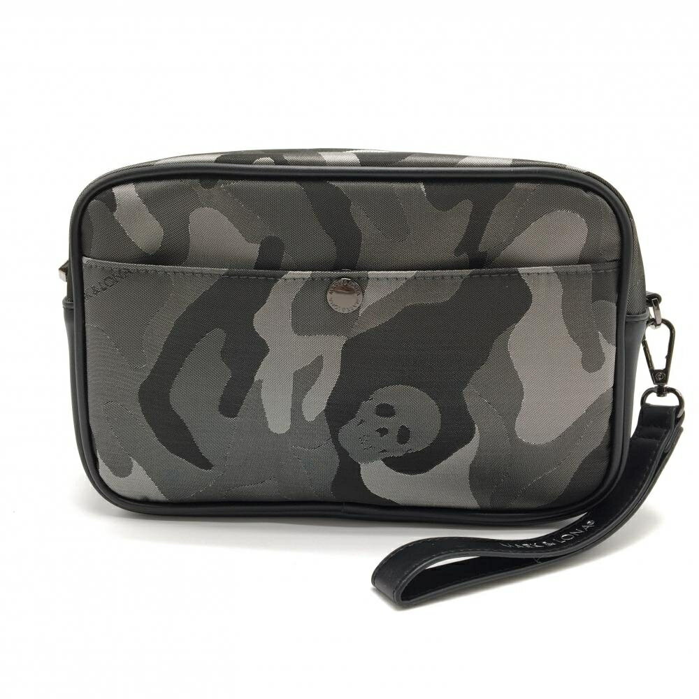 【超美品】マークアンドロナ クラッチバッグ グレー×黒 カモフラ カートバッグ スカル ゴルフ MARK＆LONA