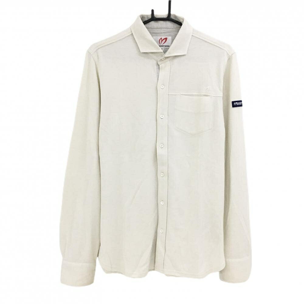 Shirts - マスターバニー 長袖シャツ 白 ヘリンボーン地模様 胸ポケット メンズ 5(L) ゴルフウェア MASTER BUNNY EDITION