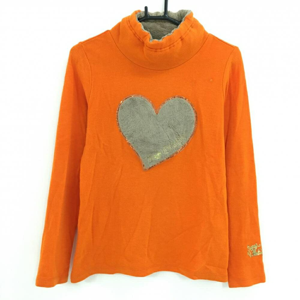 ダンスウィズドラゴン ハイネックセーター オレンジ×ブラウン ハート スパンコール レディース 3(L) ゴ..