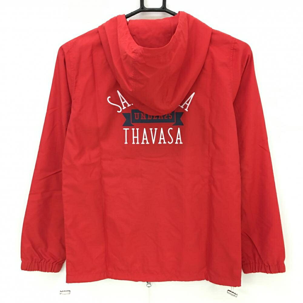 【新品】サマンサタバサUNDER25 ジップパーカー レッド×ネイビー ベア 背面プリントブルゾン レディース M ゴルフウェア Samantha Thavasa