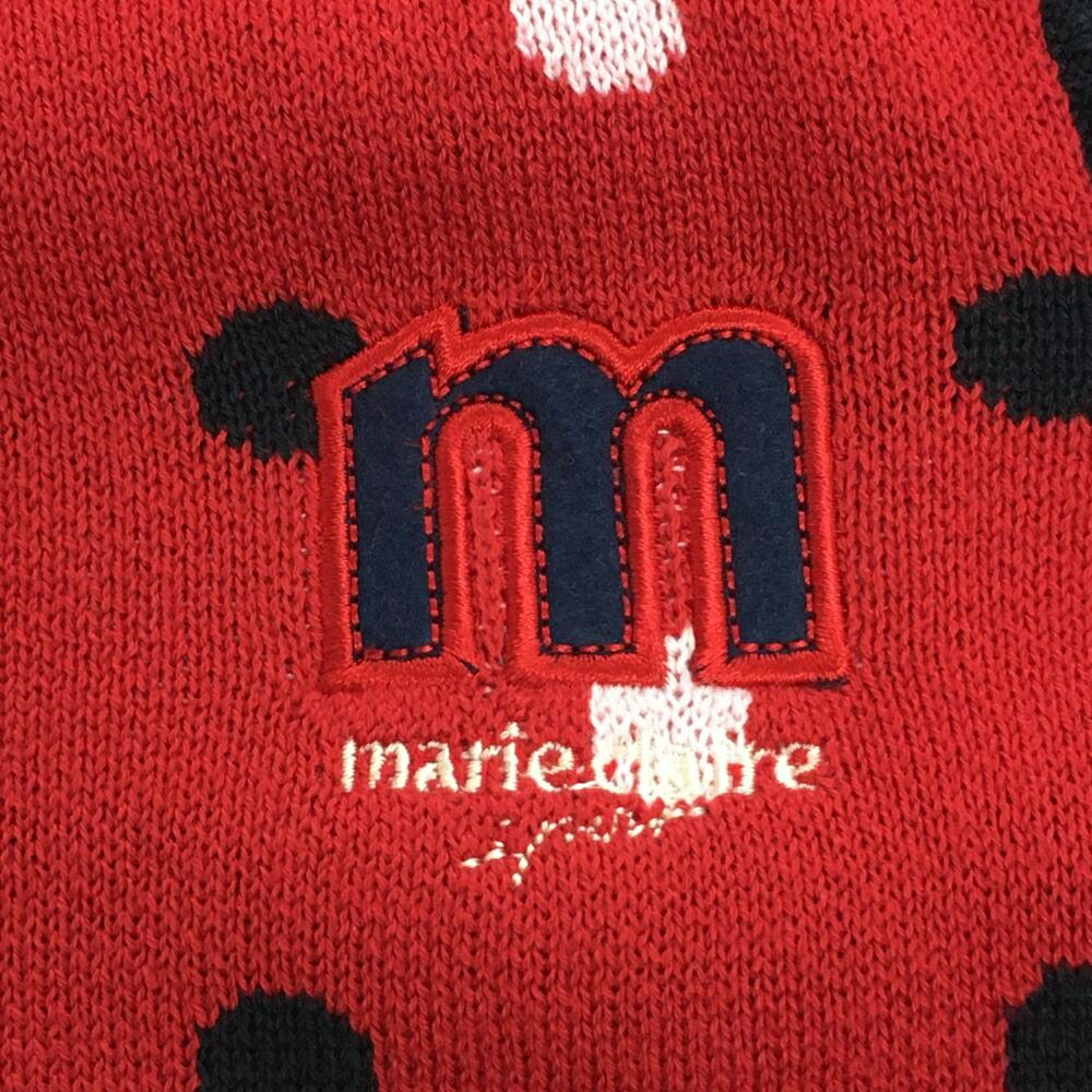 【超美品】マリクレールスポール ニットベスト レッド×ネイビー ドット柄 Vネック ...