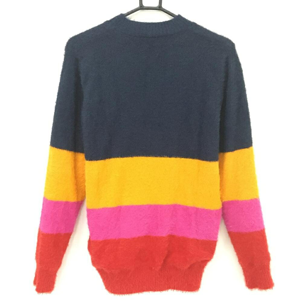 レオナード 楽天市場店の【超美品】ニューバランスゴルフ ハイネックセーター ネイビー×オレンジ シャギーニット 胸ロゴ レディース L ゴルフウェア New Balance｜アングル2