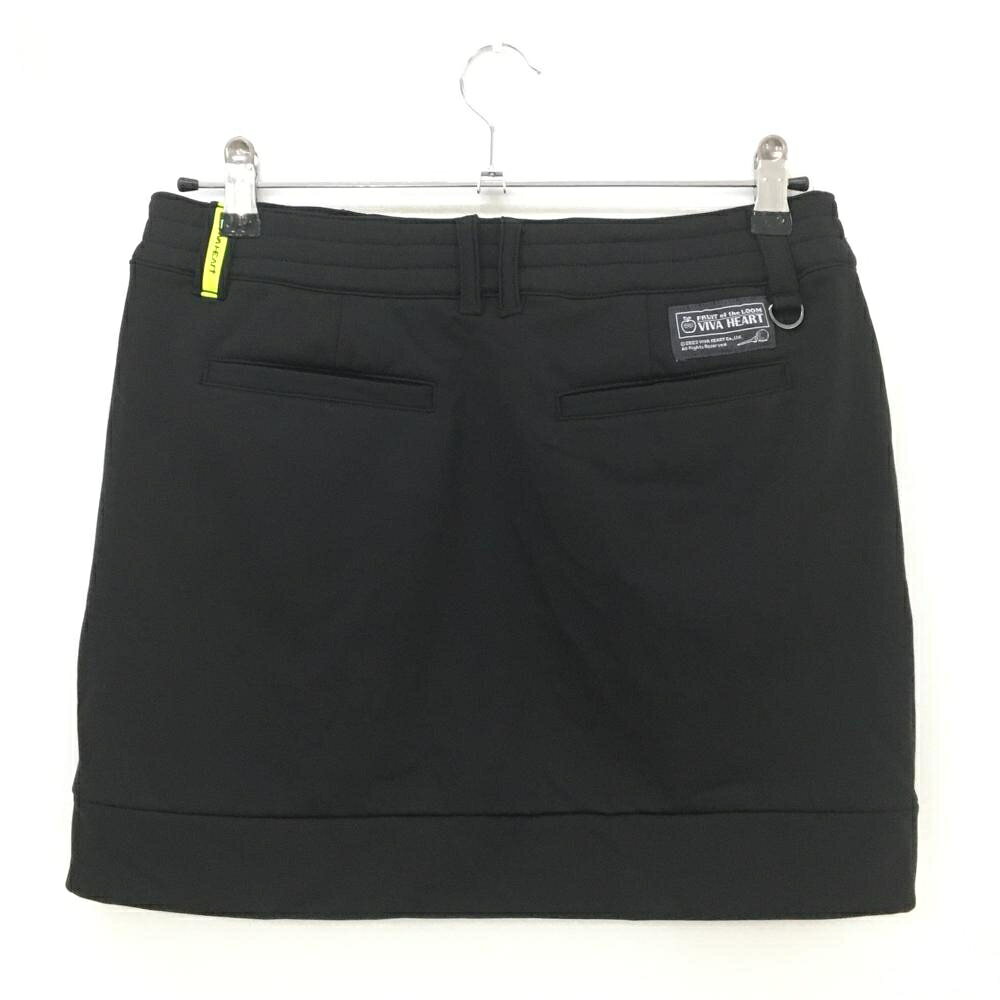 【超美品】ビバハート×FRUIT of the LOOM スカート 黒 裏微起毛 ストレッチ レディース 42(L) ゴルフウェア VIVA HEART