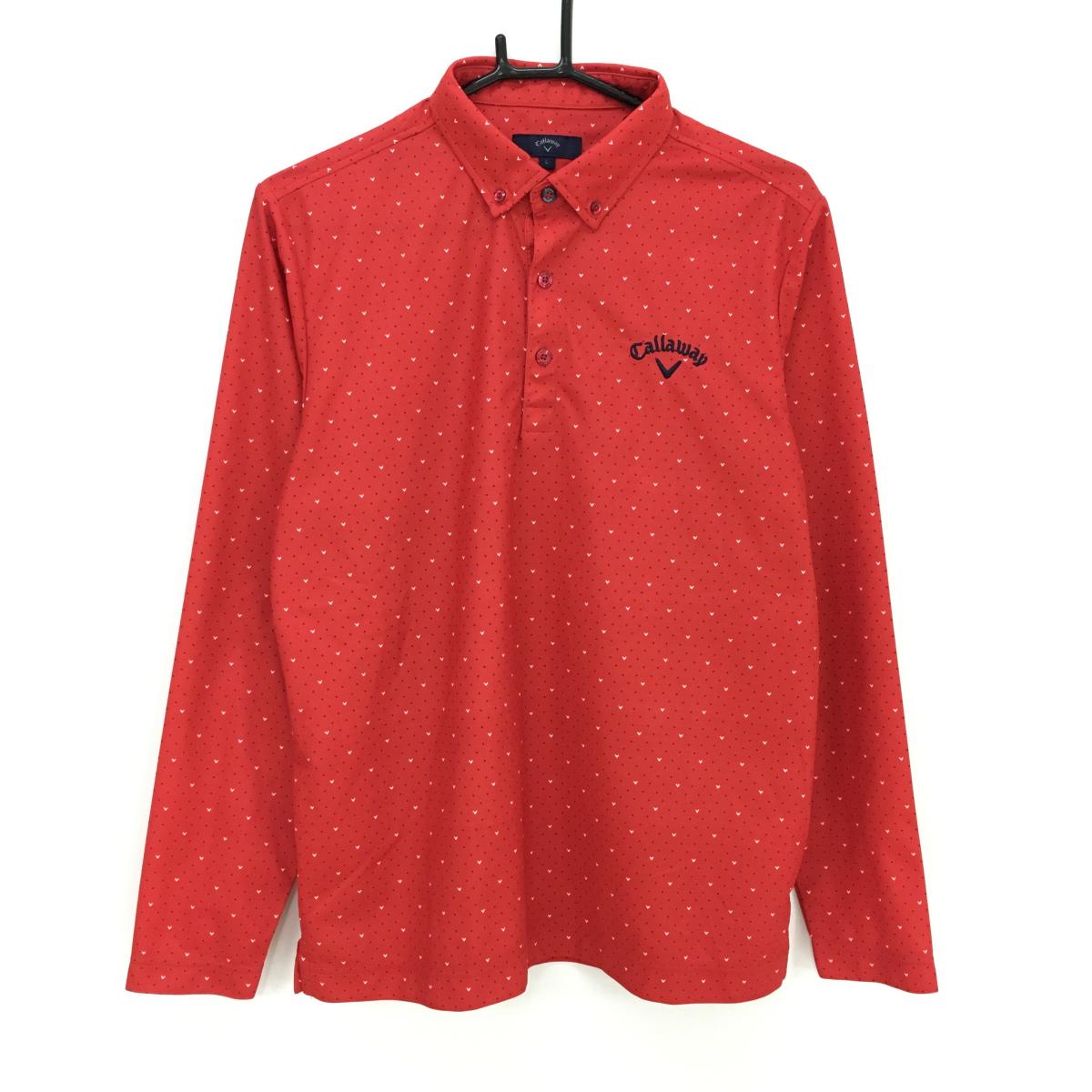 CALLAWAY - 【超美品】キャロウェイ 長袖ポロシャツ レッド×ネイビー×白 ドット ボタンダウン メンズ L ゴルフウェア Callaway