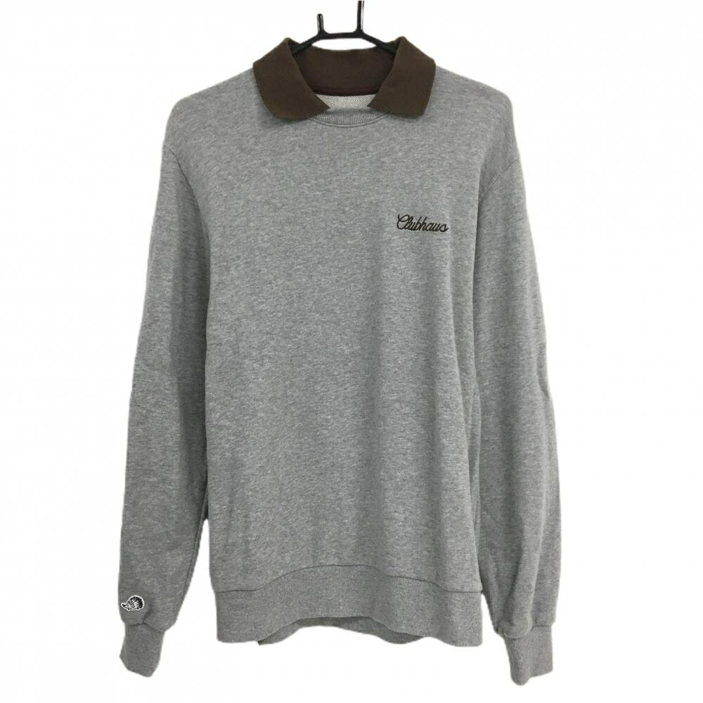 クラブハウス 襟付トレーナー グレー×ブラウン スウェット 綿100％ メンズ 3 ゴルフウェア CLUBHAUS