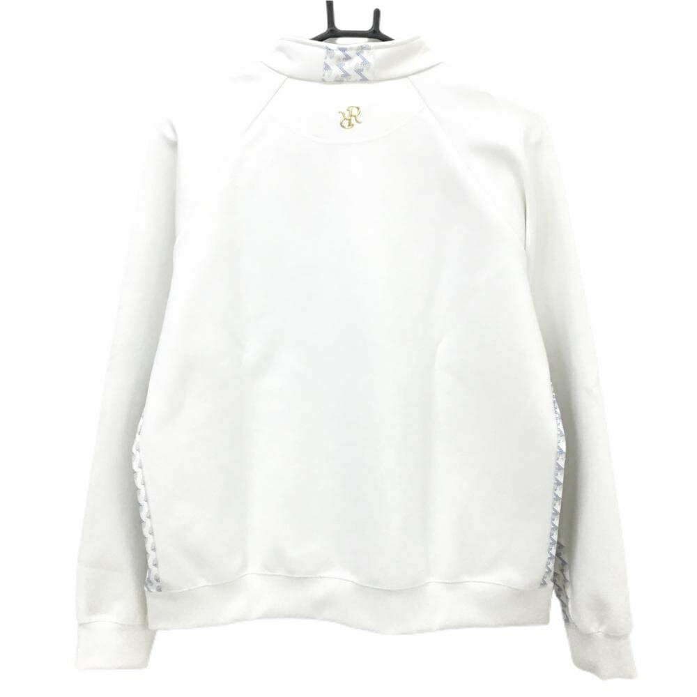 【超美品】レザレクション ジャケットブルゾン 白×ブルー サイド切替総柄 レディース L ゴルフウェア Resurrection