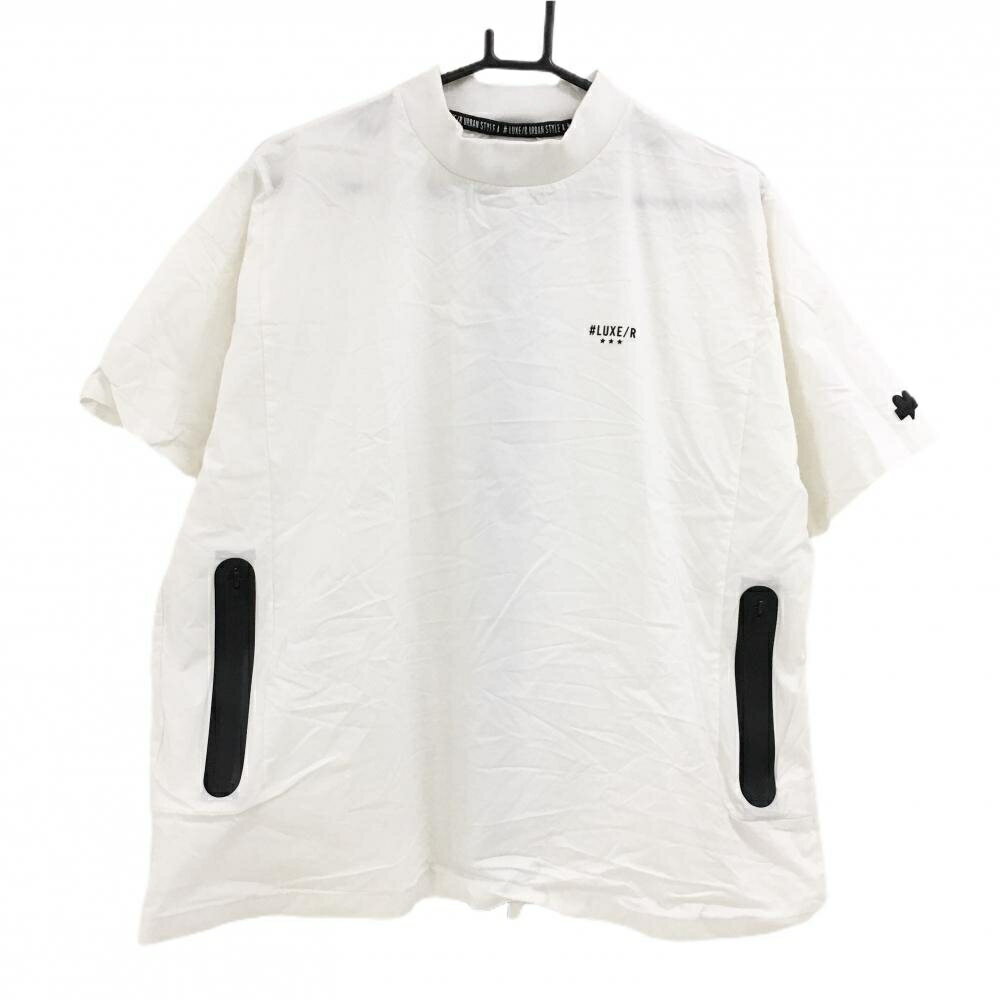 ラグジュ 半袖ブルゾン 白 背面ロゴライン ナイロン混 メンズ L ゴルフウェア LUXE/R