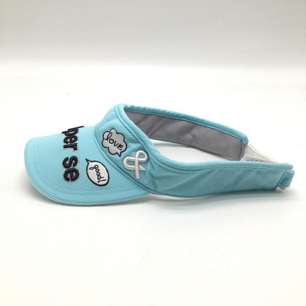 【美品】アンパスィ サンバイザー ライトブルー×ネイビー 立体ロゴ F ゴルフウェア and per se