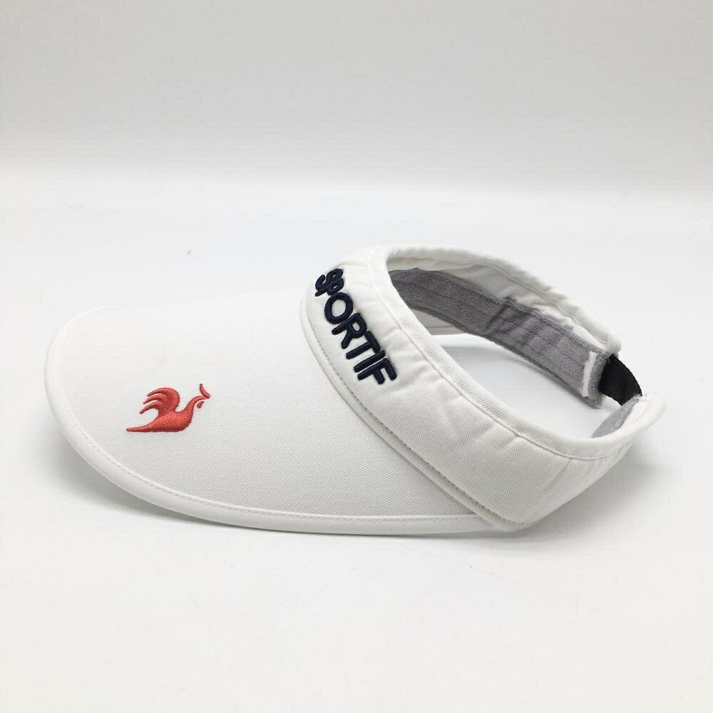 ルコックゴルフ サンバイザー 白×ネイビー×レッド 立体ロゴ ダイヤル式サイズ調整 ゴルフウェア le coq sportif