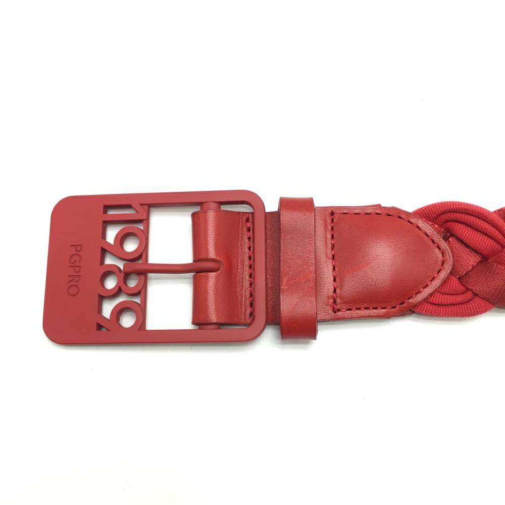 【美品】パーリーゲイツ メッシュベルト レッド 編み込み レディース ゴルフウェア PEARLY GATES